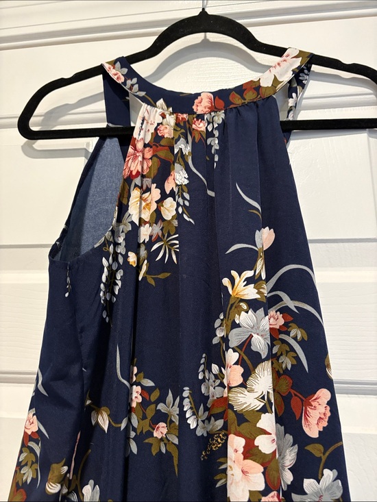SHEIN Dresses & Skirts - SHEIN Navy Floral Halter Maxi with Pink & Cream Blooms Size Large